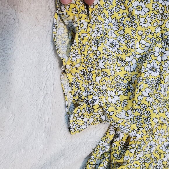 J. Crew Yellow White Black Floral Tiered Cottagecore Romantic Dress Women XXL - Picture 6 of 11